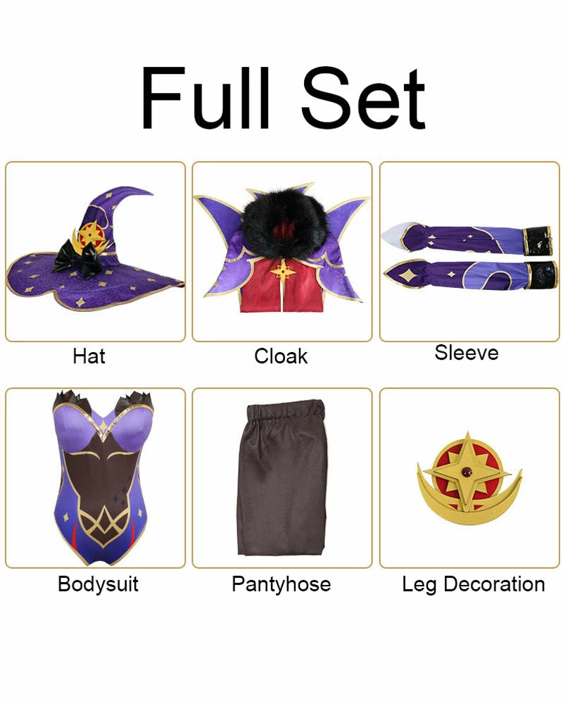 Auscosplay Genshin Impact Mona Cosplay Costume Dress 7 Auscosplay Genshin Impact Mona Cosplay Costume Dress