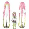 Auscosplay Demon Slayer Costumes Mitsuri Kanroji Pink Green Cosplay Wig From Demon Slayer: Kimetsu No Yaiba