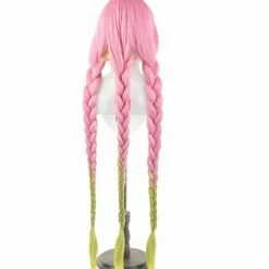 Auscosplay Demon Slayer Costumes Mitsuri Kanroji Pink Green Cosplay Wig From Demon Slayer: Kimetsu No Yaiba