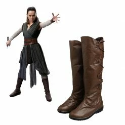Auscosplay Star Wars 8 The Last Jedi Rey Brown Shoes Cosplay Boots