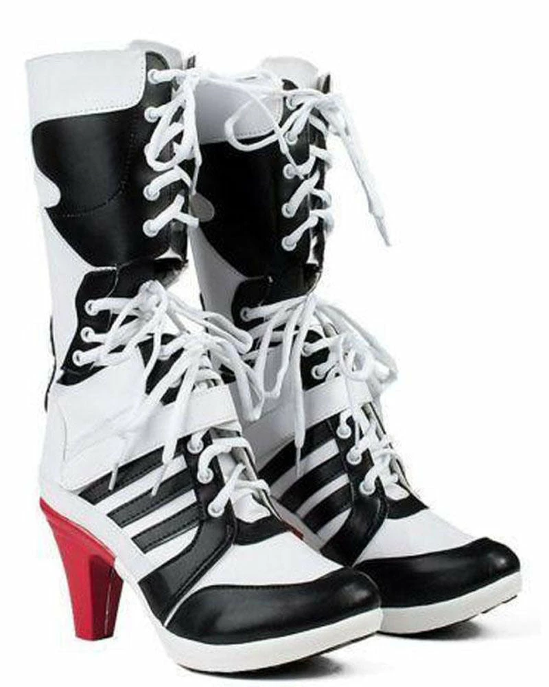 Auscosplay Suicide Squad Harley Quinn Cosplay Boots/Shoes Custom Made 3 Auscosplay Suicide Squad Harley Quinn Cosplay Boots/Shoes Custom Made