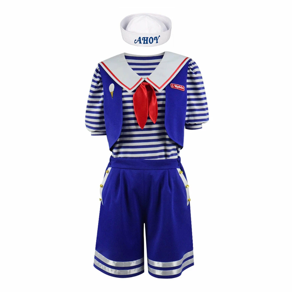 Auscosplay Stranger Things 3 Robin Buckley Scoops Ahoy Cosplay Costume 3 Auscosplay Stranger Things 3 Robin Buckley Scoops Ahoy Cosplay Costume
