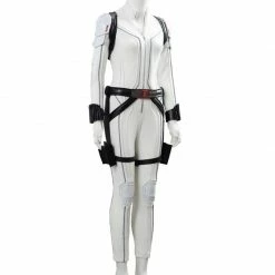 Auscosplay Black Widow Natasha Romanoff White Jumpsuit Cosplay Costume