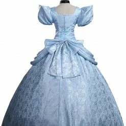 Auscosplay Princess Cinderella Cosplay Costume Blue Dress For Adult