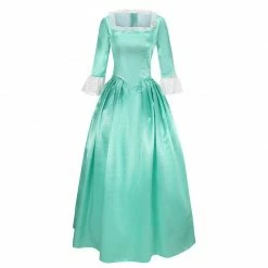 Auscosplay Hamilton Elizabeth Schuyle Cosplay Costume Green Dress Movie Costume