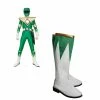 Auscosplay Burai Ranger Cosplay Boots Props Shoes White And Green Cosplay Shoes