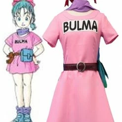 Auscosplay Anime Costume Dragon Ball Z Bulma Cosplay Costume Pink Dress
