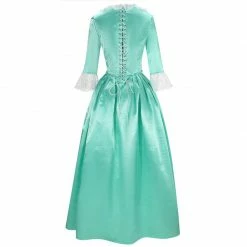Auscosplay Hamilton Elizabeth Schuyle Cosplay Costume Green Dress Movie Costume
