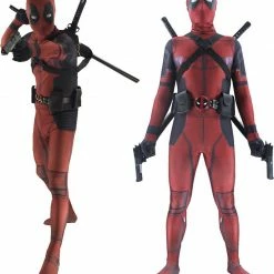 Auscosplay Deadpool Costumes 2020 Deadpool Cosplay Costume Bodysuits Suit For Adults And Kids Spandex Zentai 3D Style
