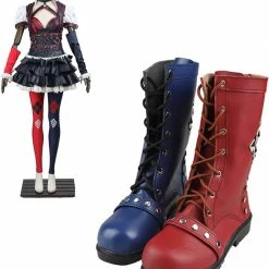 Auscosplay Batman Arkham Knight Cosplay Shoes Harley Quinn Cosplay Boots Women Shoes