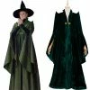 Auscosplay Movie Costume Magic Minerva McGonagall Cosplay Costume Green Cloak