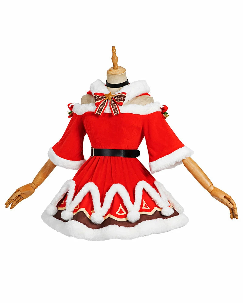 Auscosplay Genshin Impact Barbara Christmas Cosplay Costume Dress 7 Auscosplay Genshin Impact Barbara Christmas Cosplay Costume Dress