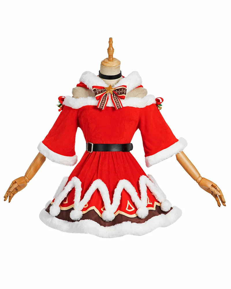 Auscosplay Genshin Impact Barbara Christmas Cosplay Costume Dress 3 Auscosplay Genshin Impact Barbara Christmas Cosplay Costume Dress