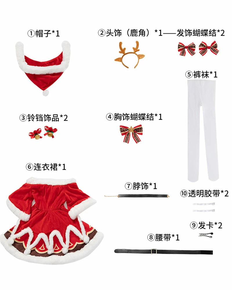 Auscosplay Genshin Impact Barbara Christmas Cosplay Costume Dress 5 Auscosplay Genshin Impact Barbara Christmas Cosplay Costume Dress