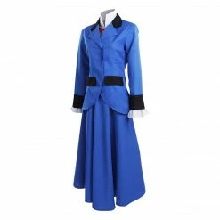Auscosplay Mary Poppins Cosplay Costume Women Blue Dress Prince & Princess Costume