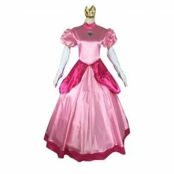 Auscosplay Movie Costume Princess Peach Costume Pink Cosplay Dress Outfit