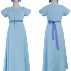 Auscosplay Prince & Princess Costume Peter Pan Wendy Darling Cosplay Costum Blue Dress