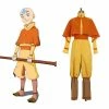 Auscosplay Anime Costume Avatar Aang Cosplay Costume Yellow Jumpsuit 2 Auscosplay Anime Costume Avatar Aang Cosplay Costume Yellow Jumpsuit