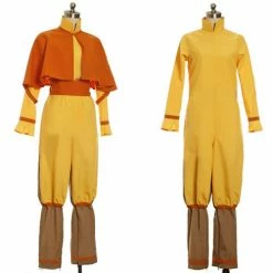 Auscosplay Anime Costume Avatar Aang Cosplay Costume Yellow Jumpsuit