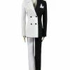 Auscosplay Batman Lady Two-Face White Black Tuxedo Cosplay Costume