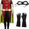Auscosplay Batman Young Justice Red Jumpsuits Robin Cosplay Costume 2 Auscosplay Batman Young Justice Red Jumpsuits Robin Cosplay Costume