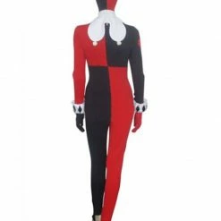 Auscosplay Movie Costume Batman Harley Quinn Red And Black Jumpsuit Cosplay Costume