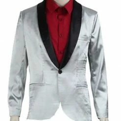 Auscosplay Movie Costume Suicide Squad Joker Jacket Jared Leto Psychos Killers Silver Coat