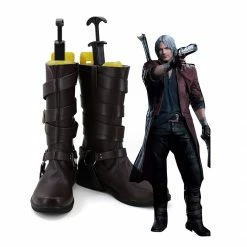 Auscosplay Devil May Cry 5 Dante Cosplay Shoes Brown Boots