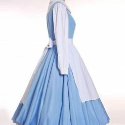 Auscosplay Adult Belle Peasant Costume Maid Cosplay Dress