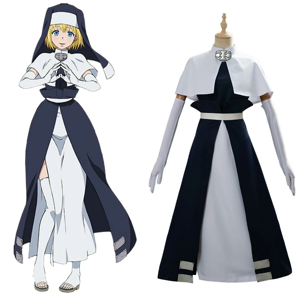 Auscosplay Anime Costume Fireman Team Fire Force Iris Nun Cosplay Costume 3 Auscosplay Anime Costume Fireman Team Fire Force Iris Nun Cosplay Costume