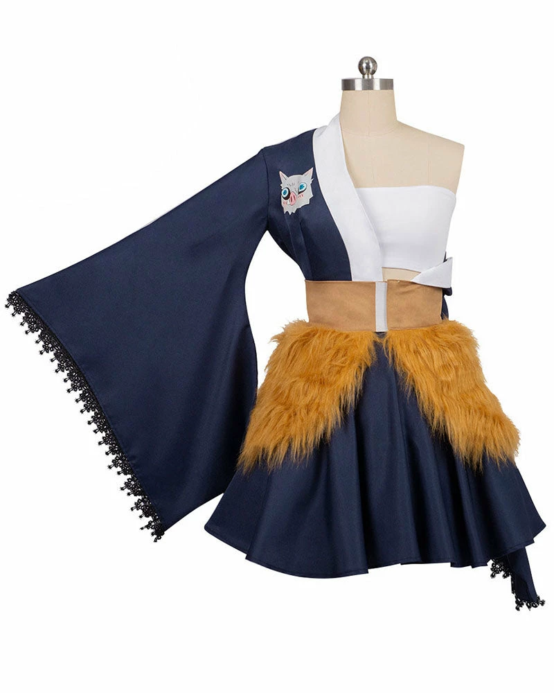 Auscosplay Anime Costume Demon Slayer Kimetsu No Yaiba Inosuke Hashibira Women Dress 5 Auscosplay Anime Costume Demon Slayer Kimetsu No Yaiba Inosuke Hashibira Women Dress