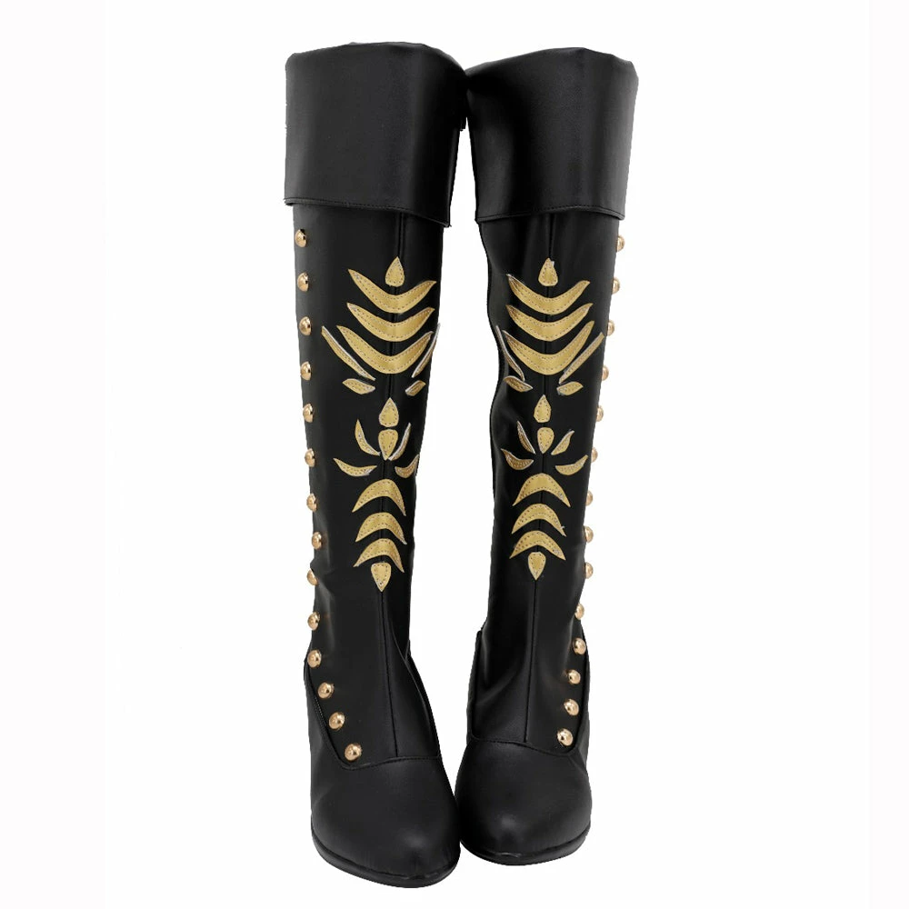 Auscosplay Princess Anna Cosplay Shoes Boots Black Fancy Party Shoes 2 Auscosplay Princess Anna Cosplay Shoes Boots Black Fancy Party Shoes
