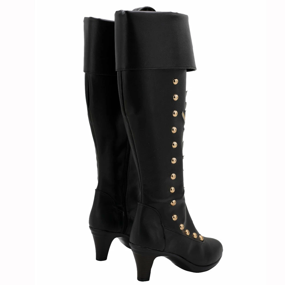 Auscosplay Princess Anna Cosplay Shoes Boots Black Fancy Party Shoes 5 Auscosplay Princess Anna Cosplay Shoes Boots Black Fancy Party Shoes