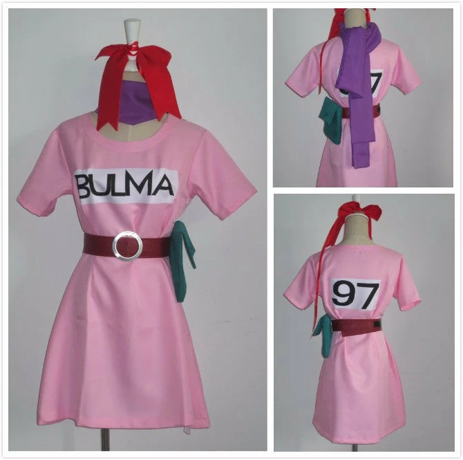 Auscosplay Anime Costume Dragon Ball Z Bulma Cosplay Costume Pink Dress 7 Auscosplay Anime Costume Dragon Ball Z Bulma Cosplay Costume Pink Dress