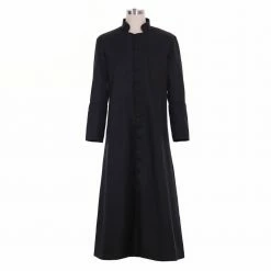 Auscosplay Roman Black Priest Cassock/Clergyman Vestments Medieval Wizard Costume 10 Auscosplay Roman Black Priest Cassock/Clergyman Vestments Medieval Wizard Costume