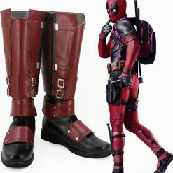 Auscosplay Deadpool Wade Wilson Cosplay Boots Shoes Adult Men's Superhero Boots Custom Made