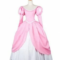 Auscosplay Prince & Princess Costume Princess Ariel Pink Dress Cosplay Costume For Adults