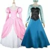 Auscosplay Prince & Princess Costume Princess Ariel Pink Dress Cosplay Costume For Adults
