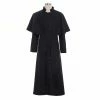 Auscosplay Roman Black Priest Cassock/Clergyman Vestments Medieval Wizard Costume