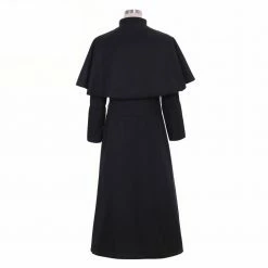 Auscosplay Roman Black Priest Cassock/Clergyman Vestments Medieval Wizard Costume 9 Auscosplay Roman Black Priest Cassock/Clergyman Vestments Medieval Wizard Costume