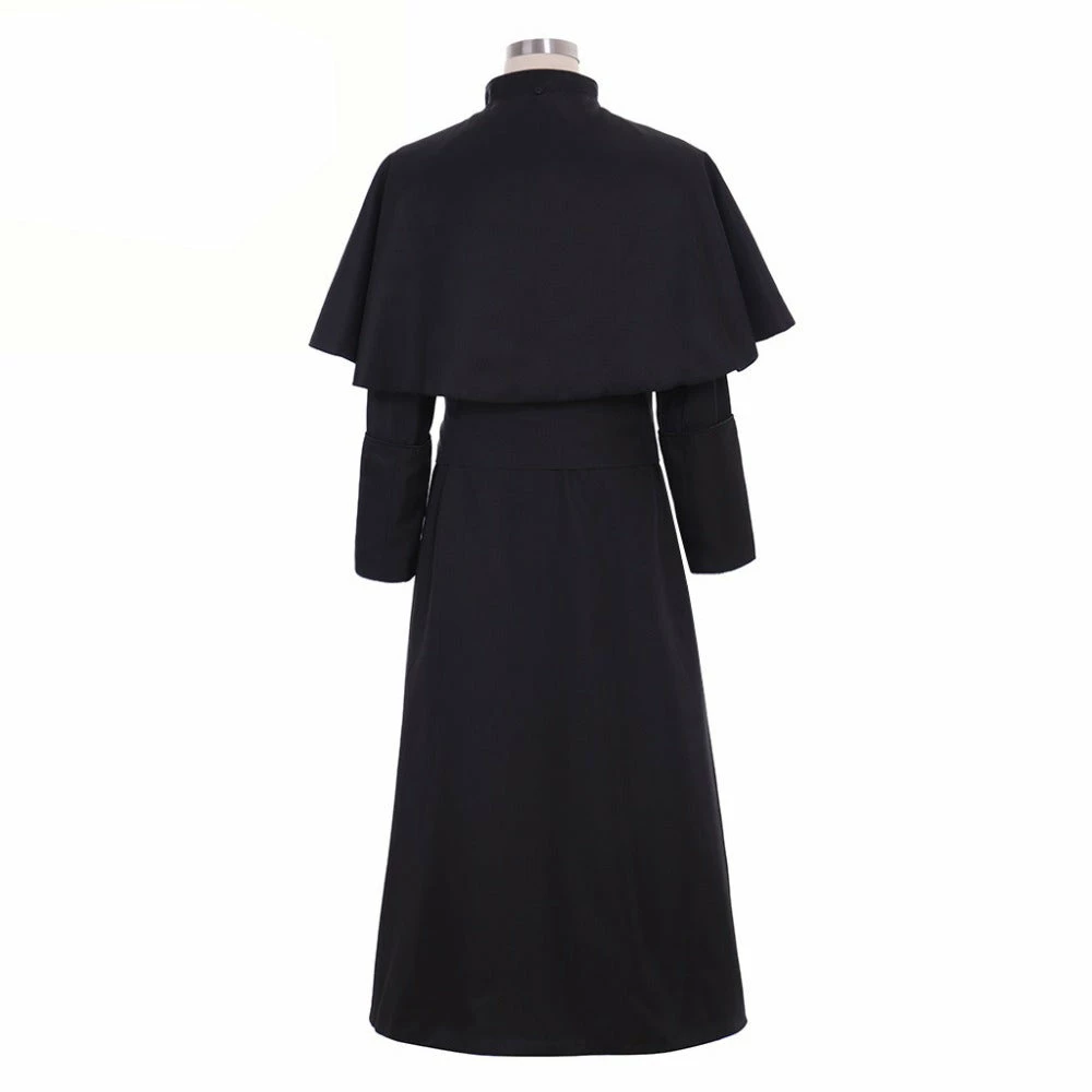 Auscosplay Roman Black Priest Cassock/Clergyman Vestments Medieval Wizard Costume 5 Auscosplay Roman Black Priest Cassock/Clergyman Vestments Medieval Wizard Costume