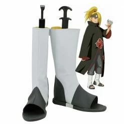 Auscosplay Naruto Akatsuki Deidara Shoes Cosplay White Boots Custom Made