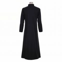 Auscosplay Roman Black Priest Cassock/Clergyman Vestments Medieval Wizard Costume 11 Auscosplay Roman Black Priest Cassock/Clergyman Vestments Medieval Wizard Costume