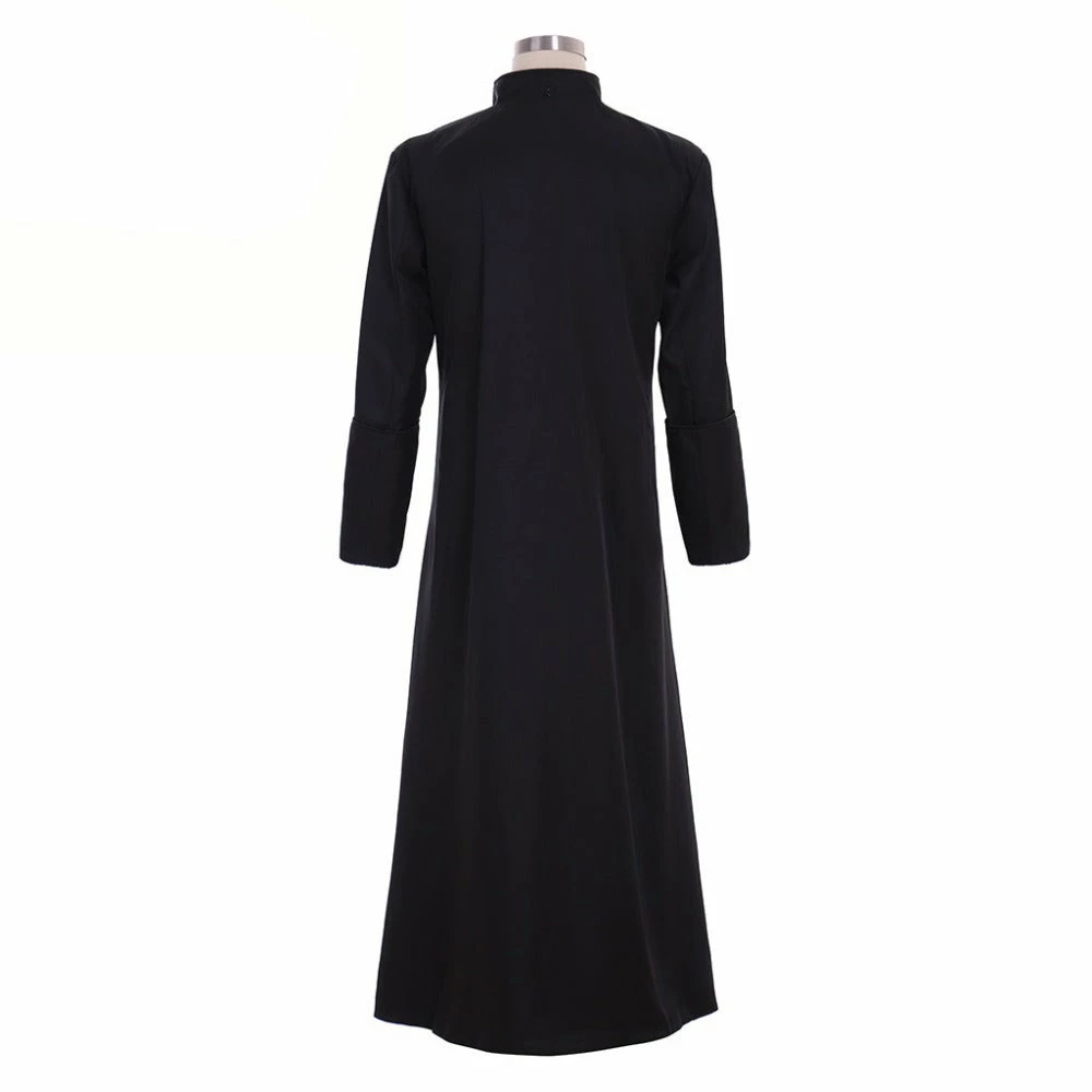 Auscosplay Roman Black Priest Cassock/Clergyman Vestments Medieval Wizard Costume 7 Auscosplay Roman Black Priest Cassock/Clergyman Vestments Medieval Wizard Costume
