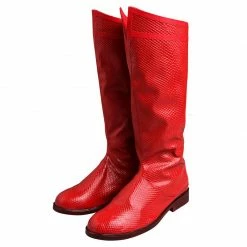 Auscosplay Justice League Superman Clark Kent Cosplay Boots Superhero Red Shoes