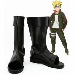 Auscosplay Naruto Uzumaki Boruto Black Cosplay Shoes Japanese Anime Boots Naruto Costumes