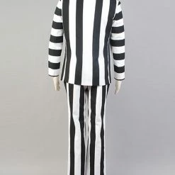 Auscosplay Beetlejuice Fancy Suit Costume White Black Full Set Uniform