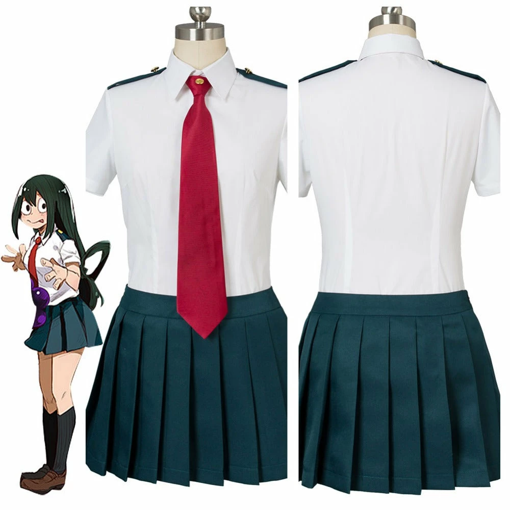 Auscosplay My Hero Academia Costumes My Hero Academia Ochaco Uraraka Tsuyu Asui Cosplay Costume 3 Auscosplay My Hero Academia Costumes My Hero Academia Ochaco Uraraka Tsuyu Asui Cosplay Costume