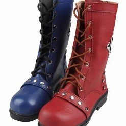 Auscosplay Batman Arkham Knight Cosplay Shoes Harley Quinn Cosplay Boots Women Shoes