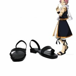Auscosplay Fairy Tail Etherious Natsu Dragneel Cosplay Shoes Black Sandals Custom Made